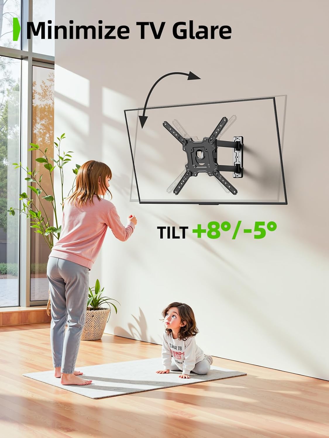 USX MOUNT Full Motion TV Wall Mount for 26-60 Inch TVs up to 77Lbs, Wall Mount TV Bracket, Single Stud Articulating TV Mount, Smooth Swivel Extension, Max VESA 400x400 mm, XMM915