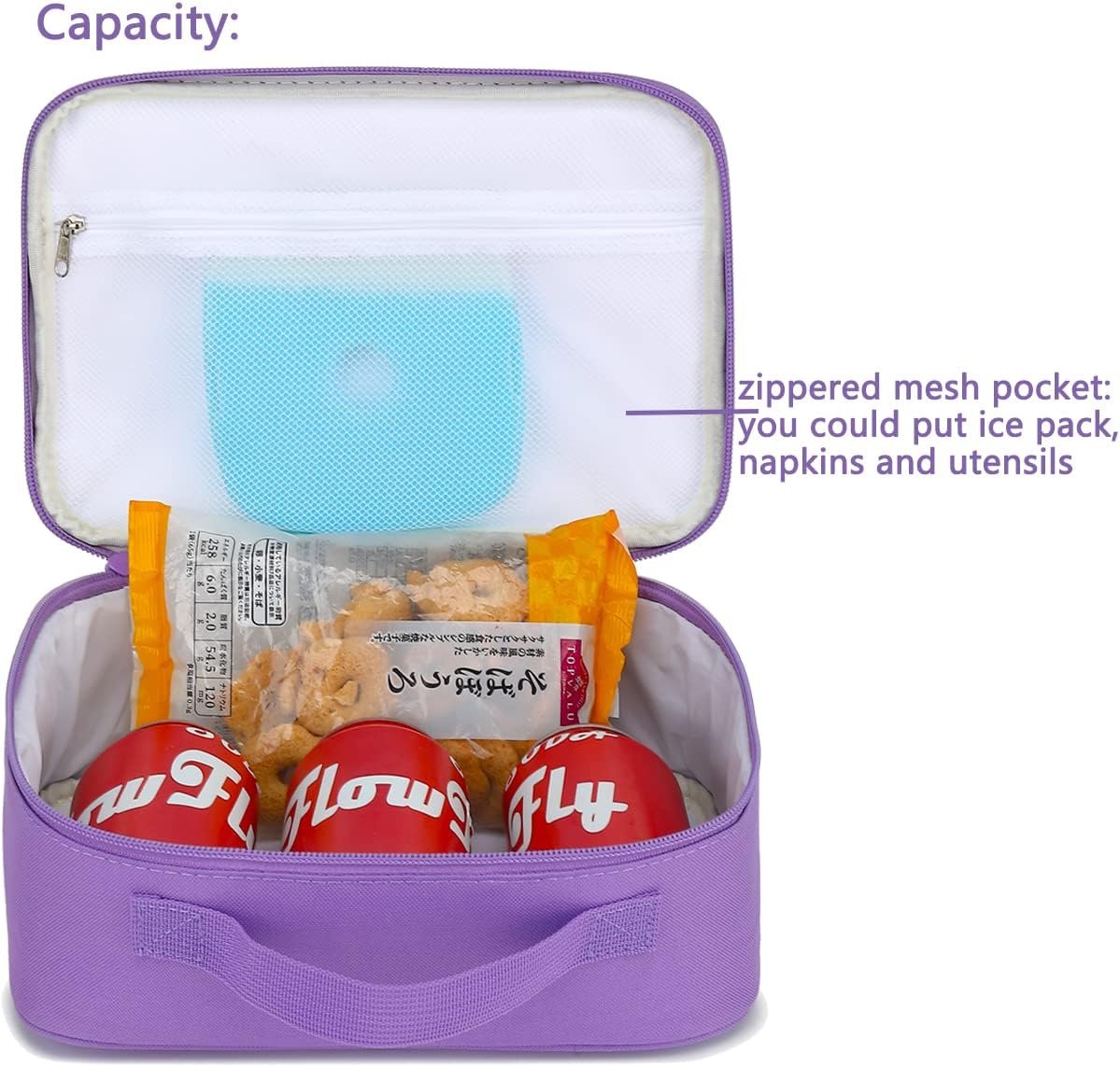 FlowFly Kids Lunch Box Insulated Soft Bag Mini Cooler Back to School Thermal Meal Tote Kit for Girls, Boys, Black