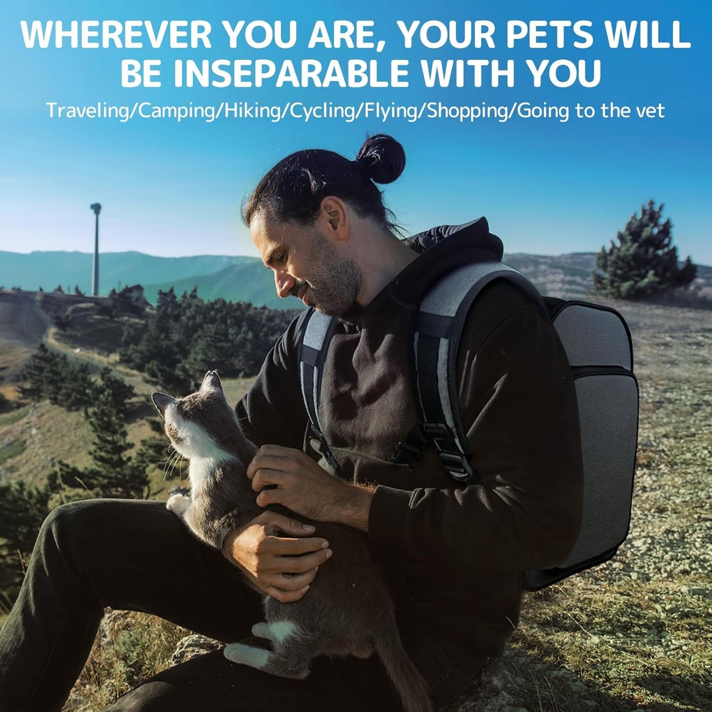 Cat Carrier Backpacks Pawtners Expandable Cat Backpack with Breathable Mesh, Pet Carrier Backpack for Cats Small Dogs Puppies Up to 25 LBS, Dog Carrier Backpack for Travel Hiking Camping Outdoor