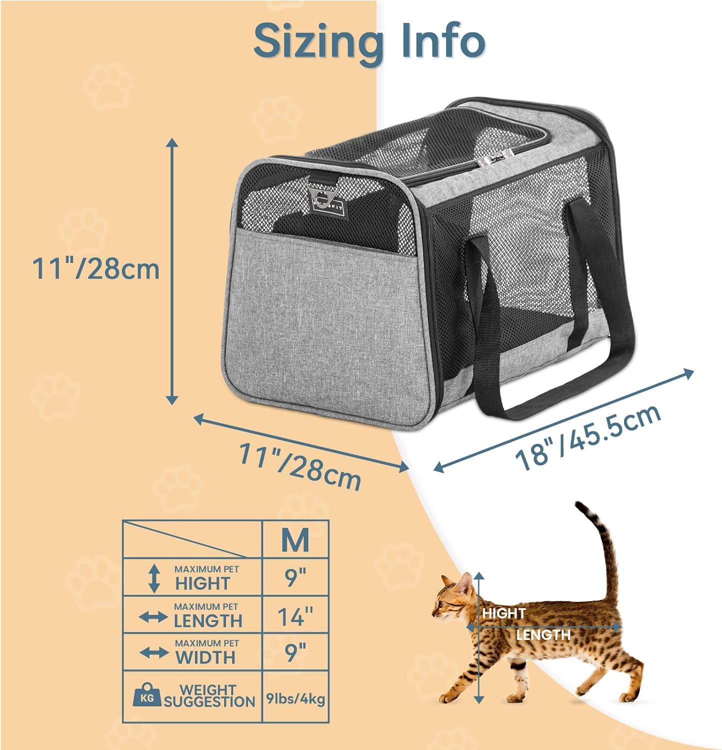 Petsfit Pet Carrier Airline Approved, Soft-Sided Cat Carrier with Patented Car Buckle, Lightweight and Collapsible with Adjustable Shoulder Strap, Soft Cushion,Green