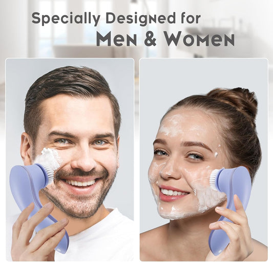 Facial Cleansing Brush Face Scrubber Exfoliator Rechargeable IPX7 Waterproof Electric Spin Cleanser Device for Exfoliating, Massaging and Deep Cleansing Removing Blackhead, Face Massaging - PuriLite