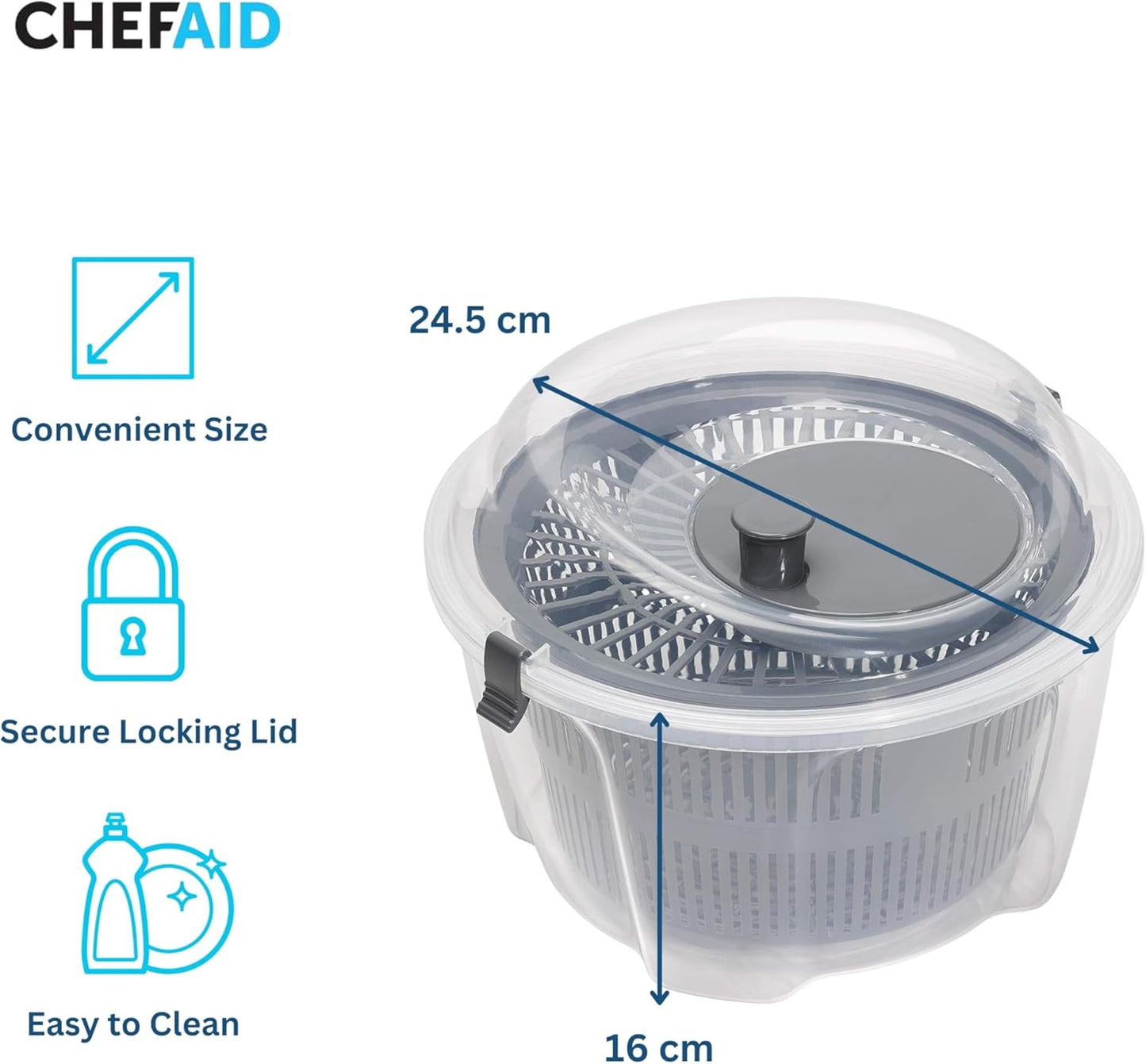 Chef Aid 10E21326 Salad Spinner, Plastic