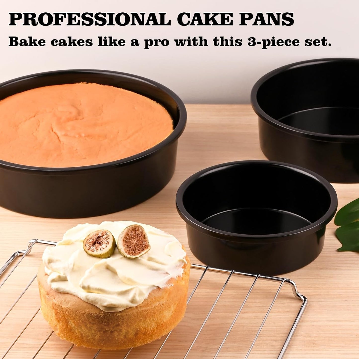 Purilite Select 3-Pack 8-Inch High Carbon Steel Cake Pans with 100 Parchment Papers