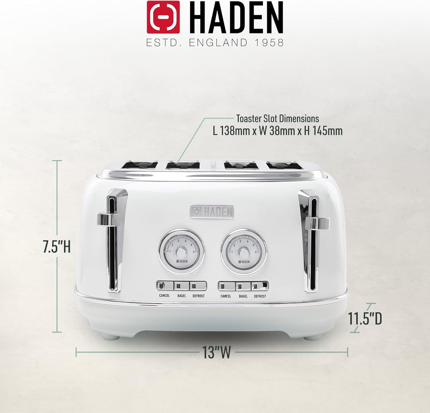 Haden Dorset 75083 Stainless Steel 1500W Retro Toaster 4 Slice Wide Slot w/Removable Crumb Tray and Settings, Black/Copper Toasters w/Adjustable Browning Control, Smart Toaster