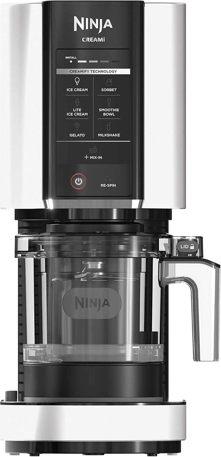 Ninja NC301 CREAMi Ice Cream Maker, for Gelato, Mix-ins, Milkshakes, Sorbet, Smoothie Bowls & More, 7 One-Touch Programs, with (2) Pint Containers & Lids, Compact Size, Perfect for Kids, Silver
