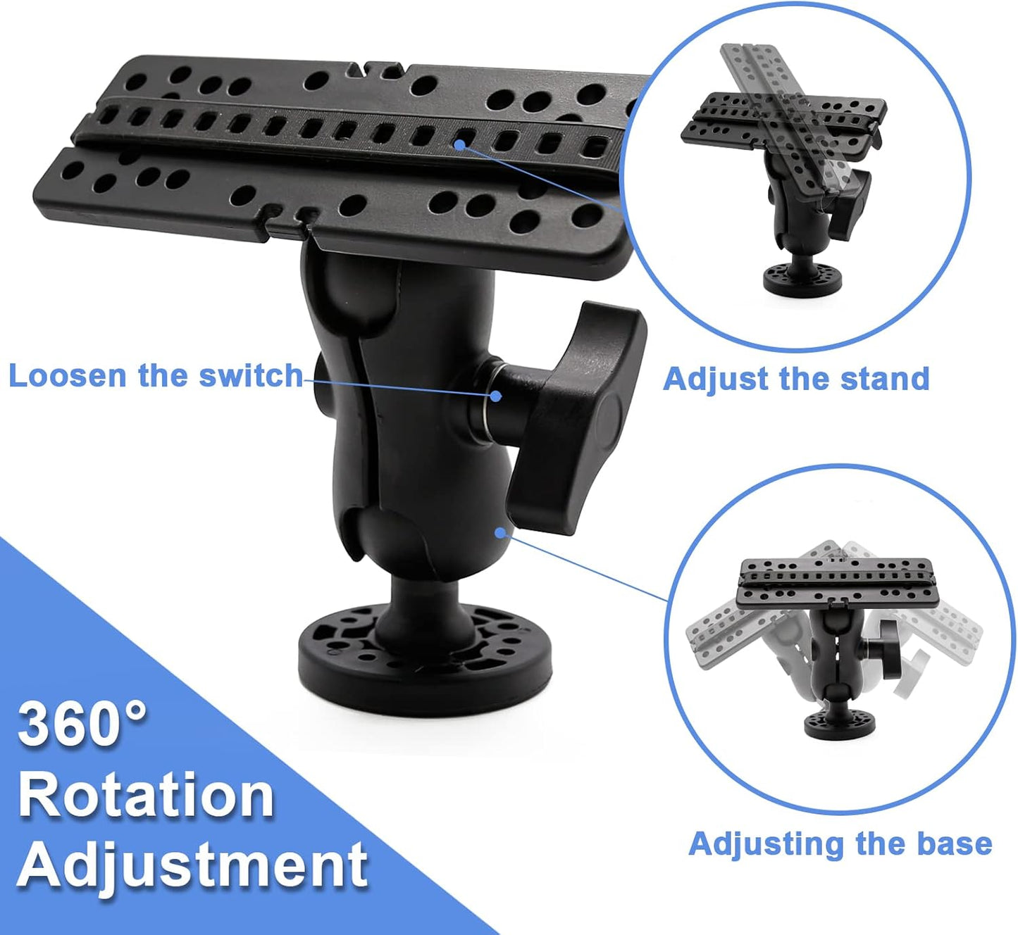 MDEOOSKY Fish Finder Mount Base, Bracket, Mounting Plate - Medium Arm Marine Electronic Mount, Adjustable Rack Replacement for Garmin GPSMAP Striker 5 Plus 5cv