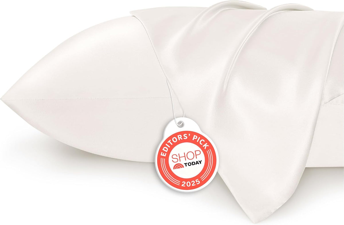 Bedsure Satin Pillow Case Queen Size 2 Pack, Similar to Silk Pillow Cases, Silky Pillowcase Covers with Envelope Closure, Room Decor Valentine Gifts for Women Men, Grey, 20x30 Inches