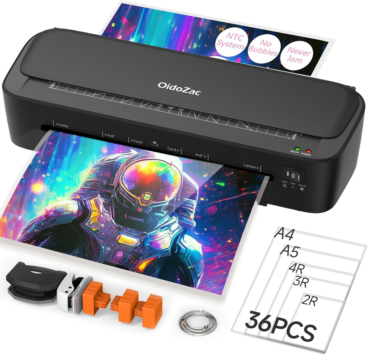 Laminator Machine, 11 in 1 Laminating Machine with 36 Laminating Sheets, A4/Letter Size Desktop Thermal Laminator 2 Temperature Modes 3 Cutters Built-in Paper Trimmer for Office School Home
