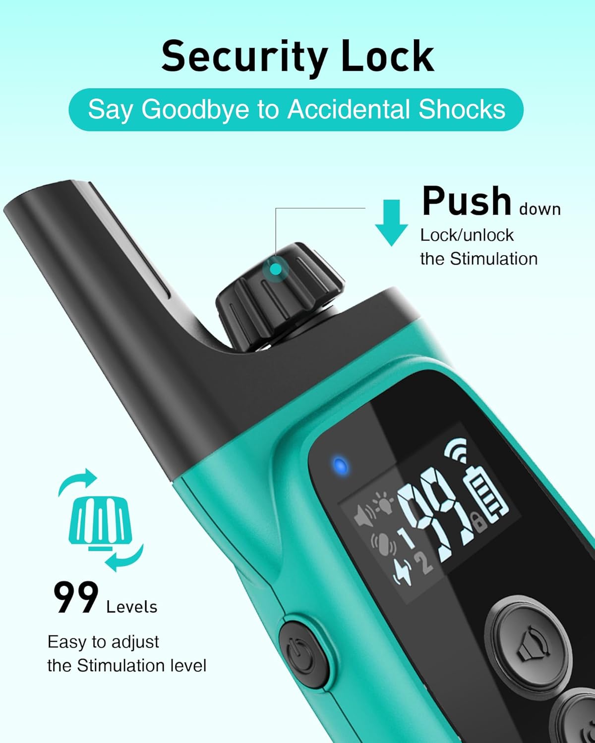 ABBIDOT Shock Collar 2 Dogs - 3300ft Dog Training Collar with Remote, 151 Levels Electric Collar, Safety Lock, Waterproof Rechargeable E Collar for Small Medium Large Dogs (Deep Black, 2 Collars)