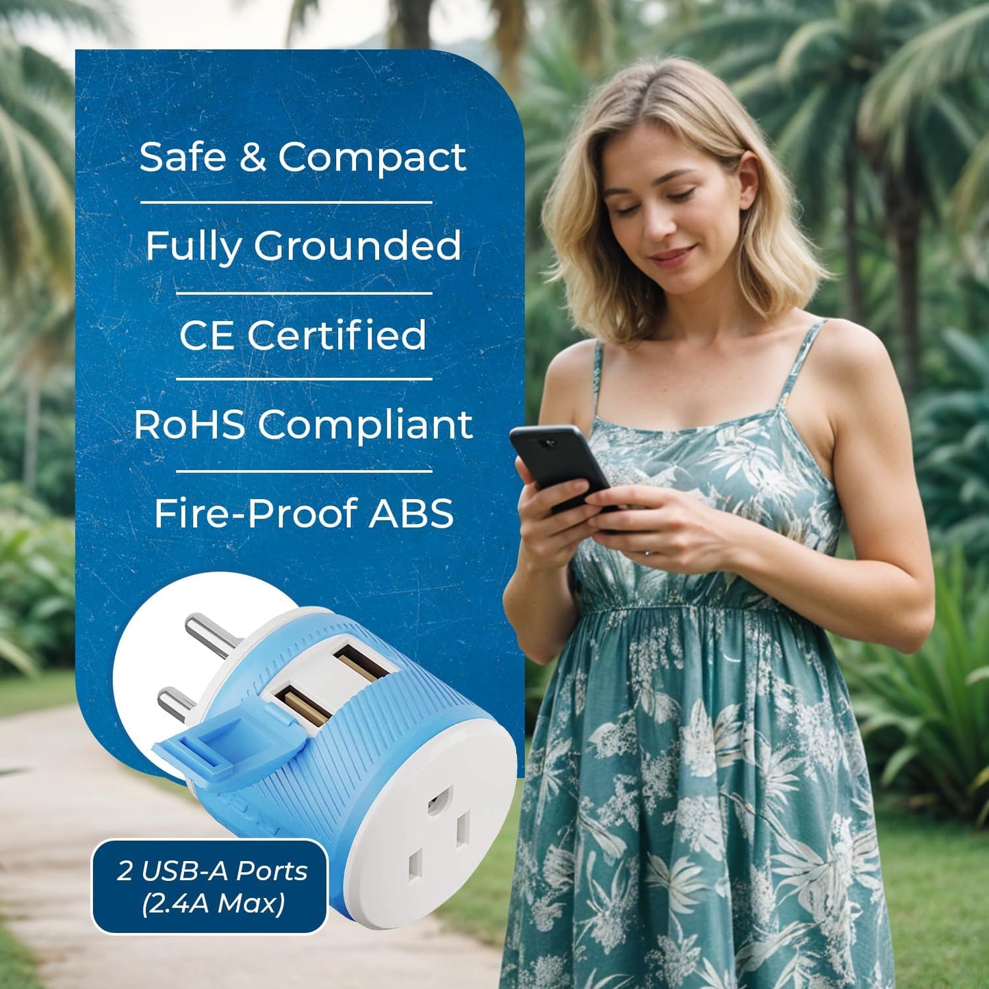OREI South Africa, Botswana, Namibia Travel Plug Adapter with Dual USB - USA Input - Type M (U2U-10L), Will work with Cell Phones, Camera, Laptop, Tablets, iPad, iPhone
