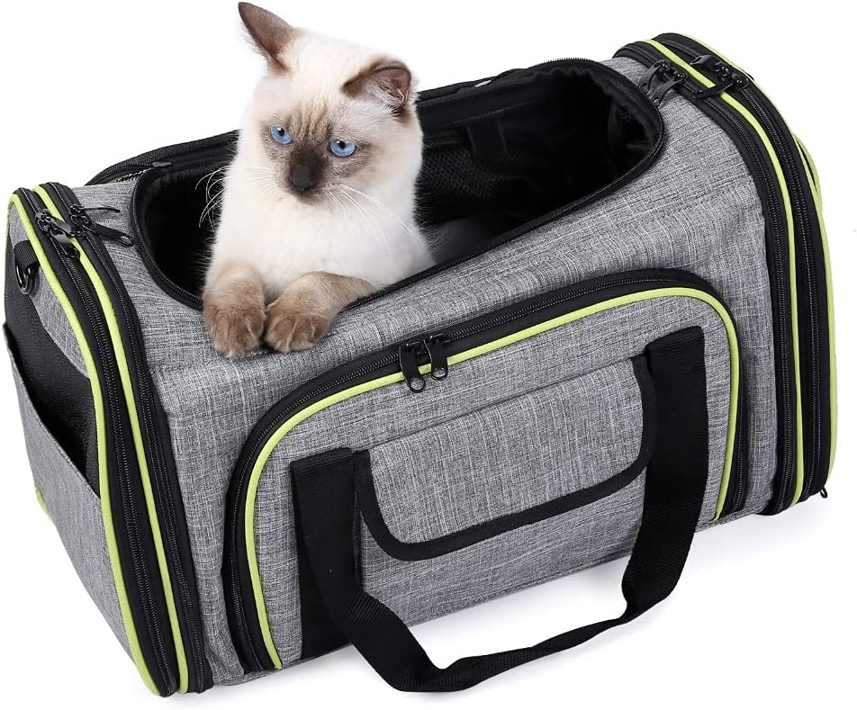 Expandable Cat Carrier, Airline Approved Soft Sided Travel Cat Carrier Bag,Soft Sided Collapsible Pet Dogs Travel Carrier Bag