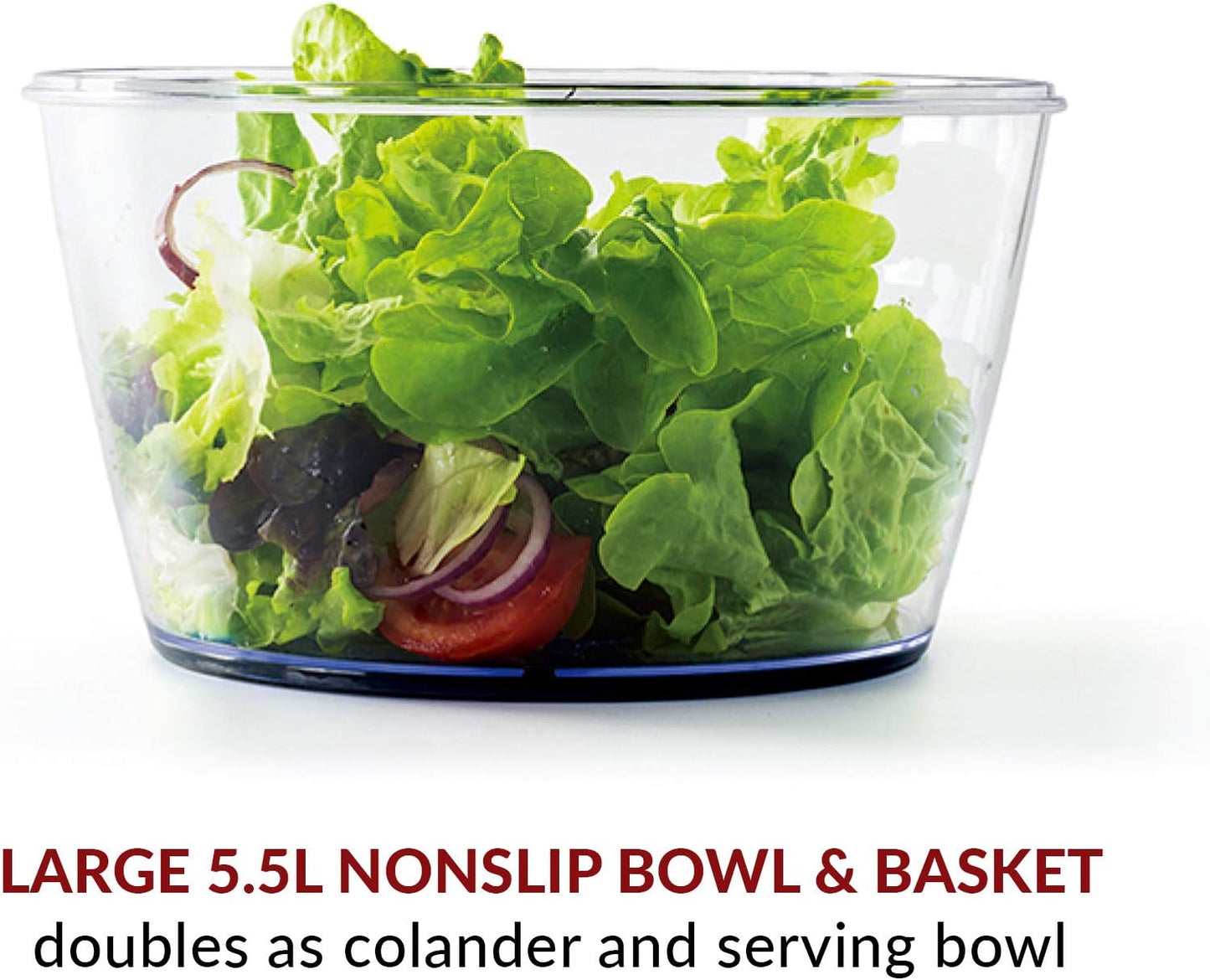 Valore Large Salad Spinner with Lid – Lettuce Washer and Vegetable Dryer – Fruit Cleaner & Serving Bowl – Easy Spin, Quick Brake, BPA-Free
