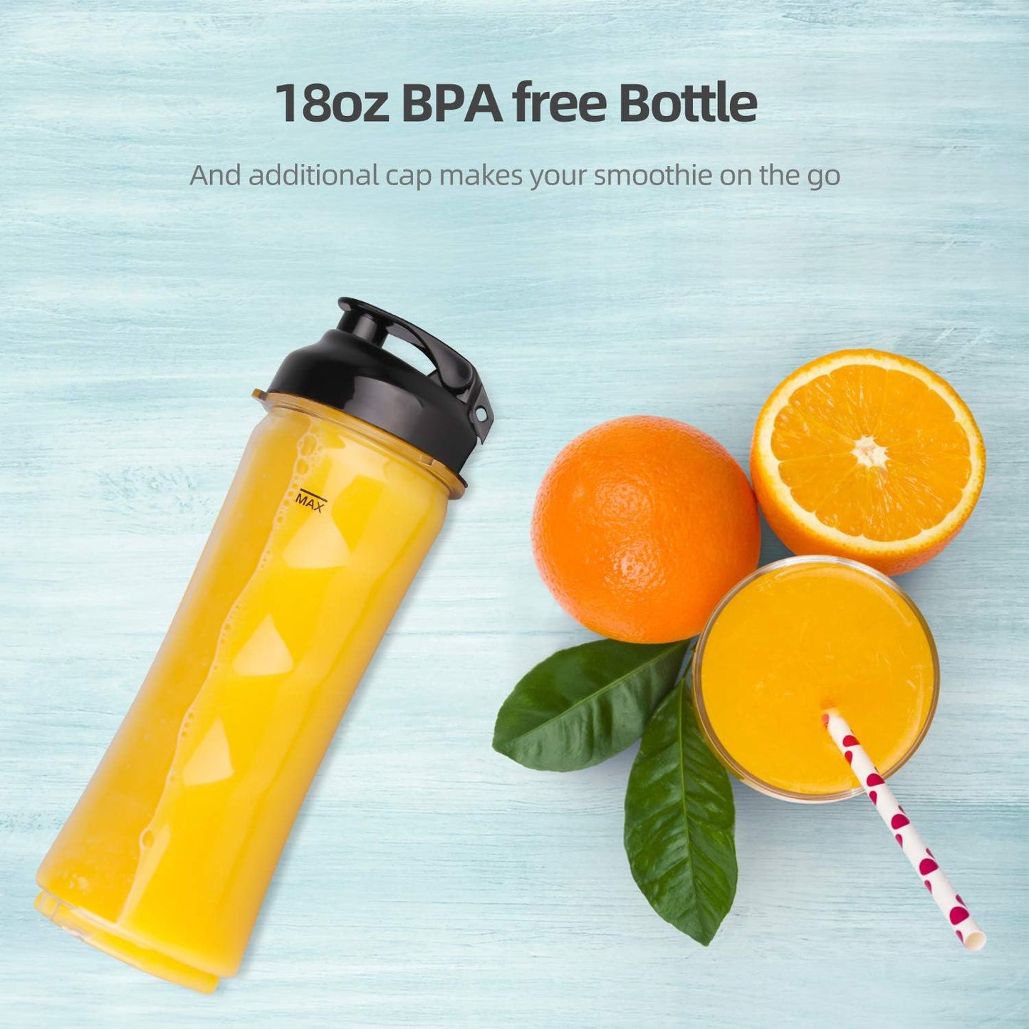 La Reveuse Smoothies Blender Personal Size 300 Watts with 2 Pieces 18 oz BPA Free Portable Travel Sports Bottles (Silver 2 Cups)