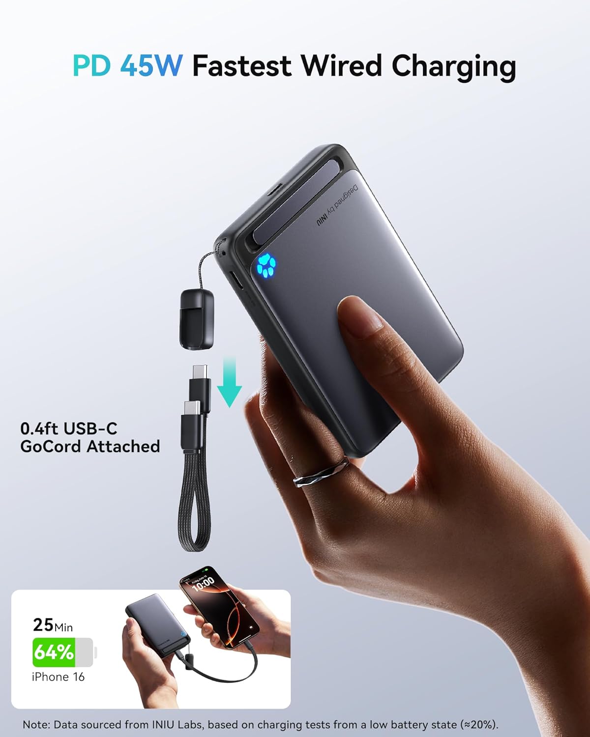 INIU Portable Charger, 10000mAh 30W Magnetic Power Bank, Metal USB C, Wireless Battery Pack with Stand, for iPhone 16/15/14/13/12