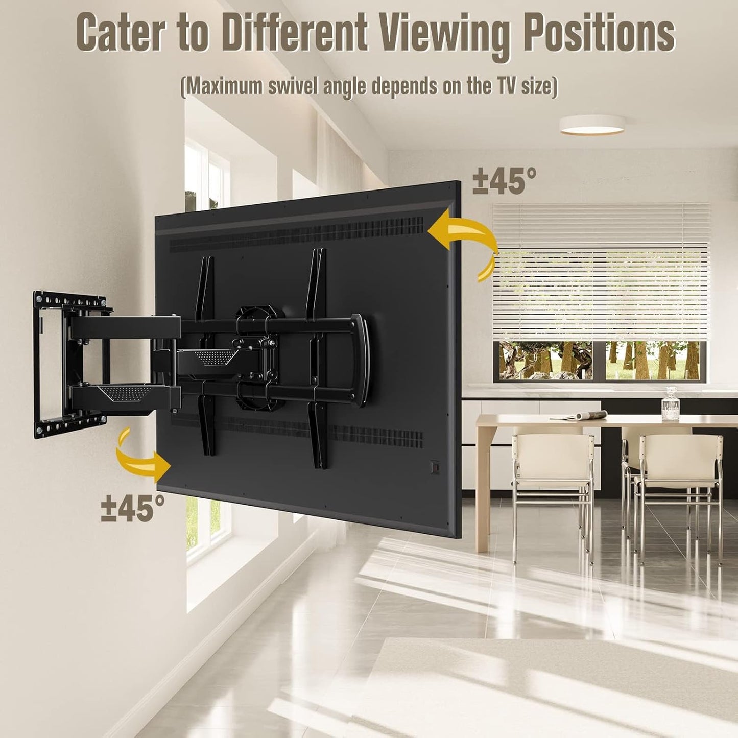 Mounting Dream TV Mount Bracket for Most 42-82 Inch Flat Screen TVs, Full Motion TV Wall Mounts with Swivel Articulating Dual Arms, Max VESA 600x400mm, 100 LBS Loading, Fits 16" Wood Studs, MD2296