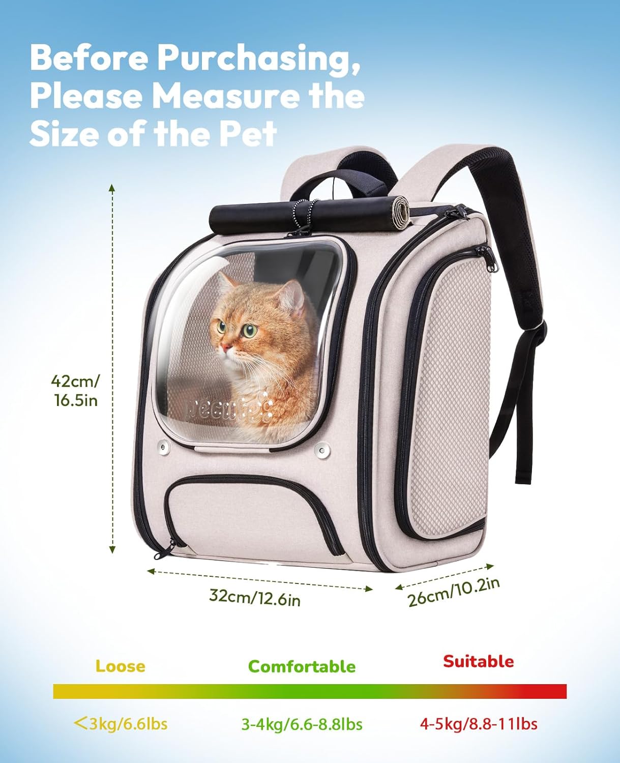 Pecute Bubble Cat Backpack, Large Space Cat Backpack Carrier with Breathable Mesh, Cat Carrier with Space Capsule Clear Bubble Window for Kitten and Puppy, Used in Travel Hiking Walking Outdoor,Green