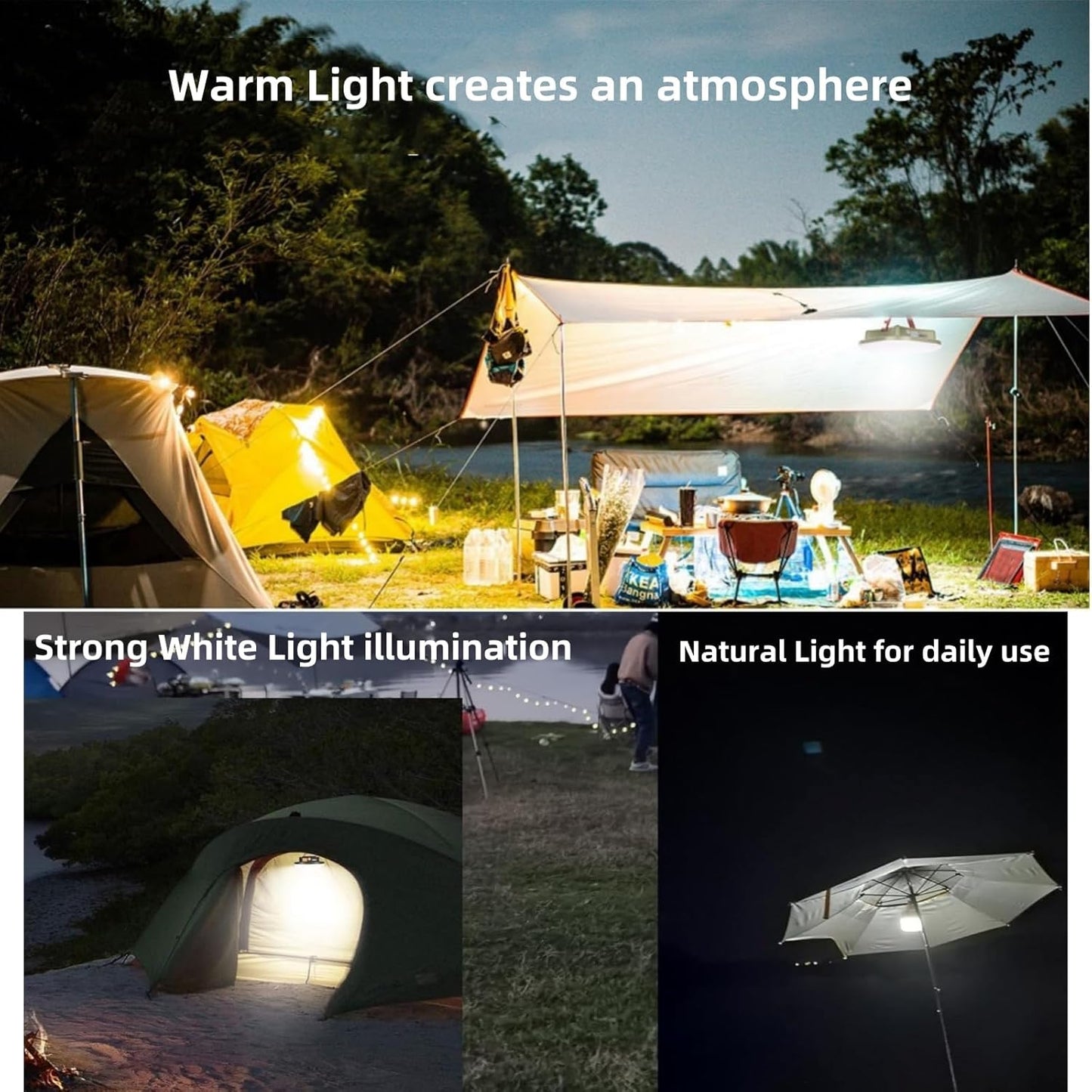 LED Camping Lantern Rechargeable, 9900mAh Power Bank LED Lantern with Magnet Tent Lantern IPX4 Waterproof 2500LM 4 Light Modes for Hook Camping, Hiking, Hurricane Emergency, Home and Car