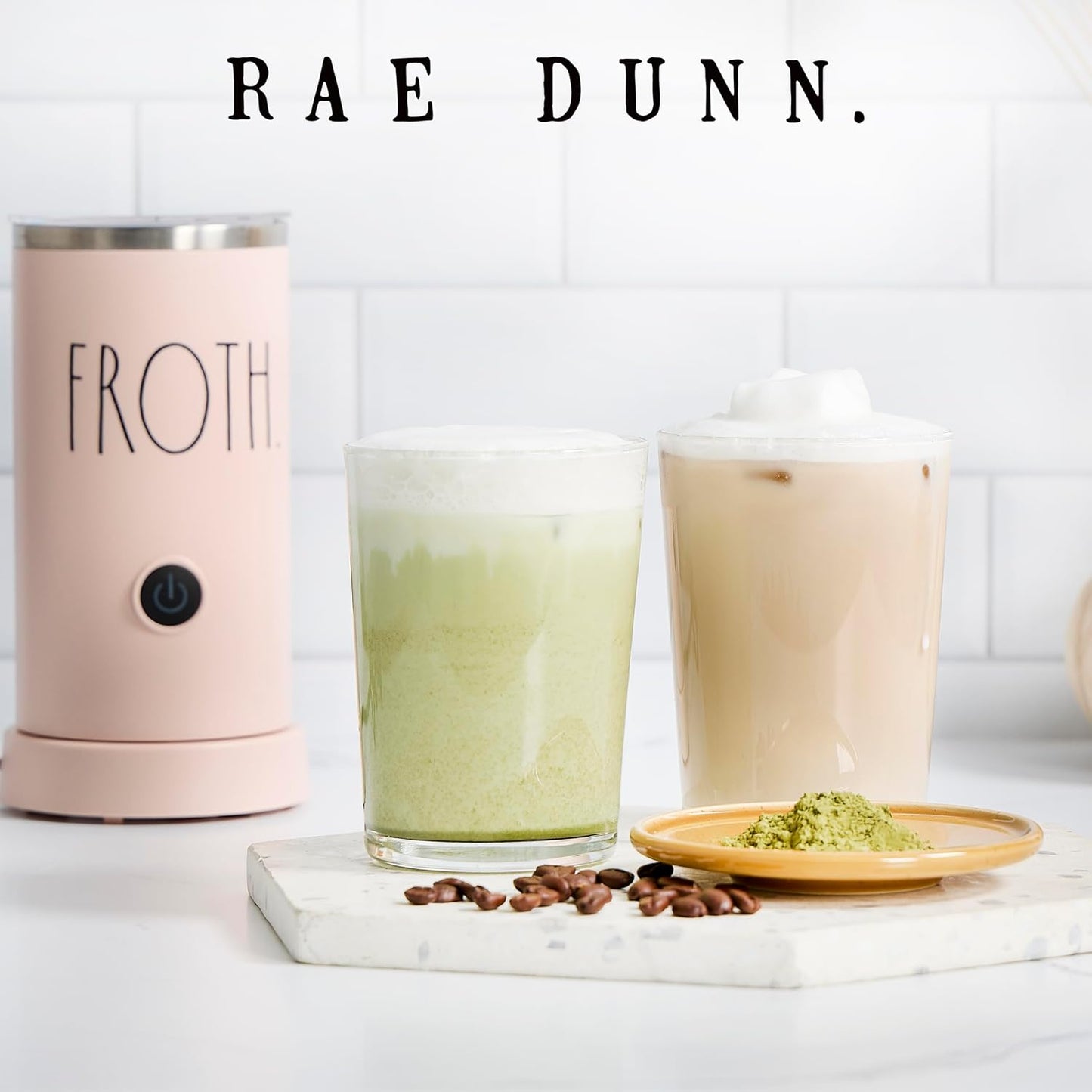 Rae Dunn - Electric Milk Frother - Elegant Automatic Milk Steamer and Frother, Milk Warmer, Hot and Cold Frothing Machine for Coffee, Latte, Cappuccino, Macchiato,