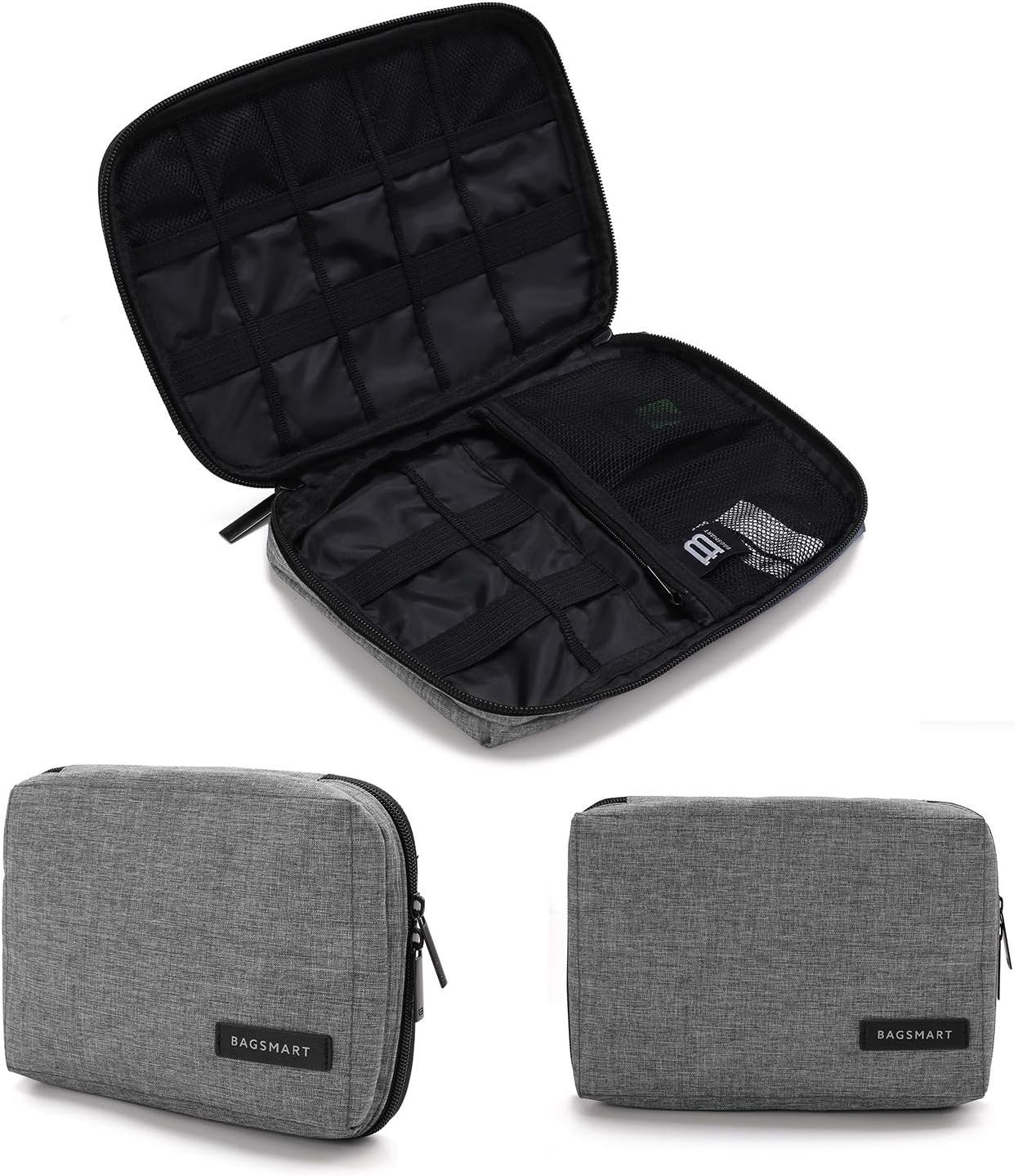 BAGSMART Electronic Organizer, Travel Cable Organizer Double Layer Electronics Accessories Cases Portable for Tablet 7.9", USB Drive, Cords, Black