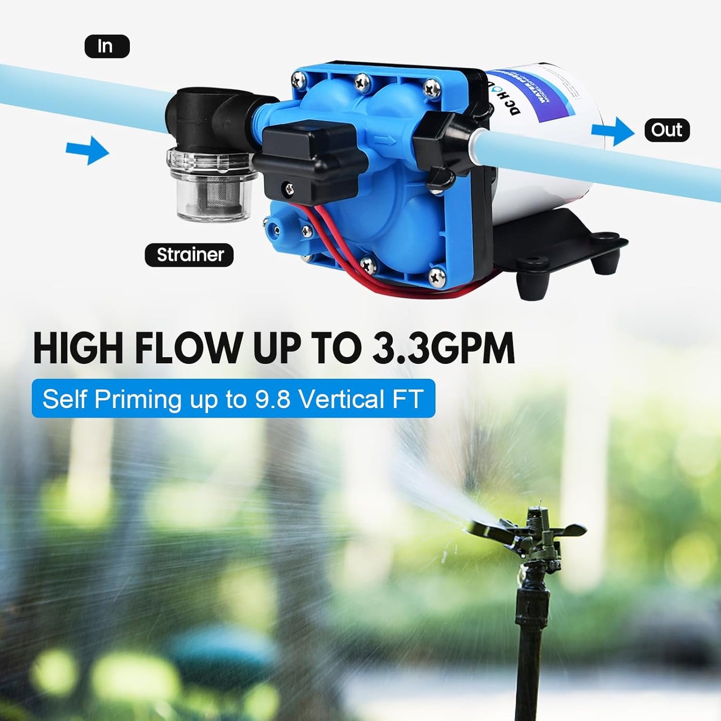 DC HOUSE 12V RV Fresh Water Pump 3.0GPM 45 PSI 12Volt DC Water Pressure Diaphragm Pump On Demand for Camper Trailer Off-Grid Cottage Yacht House