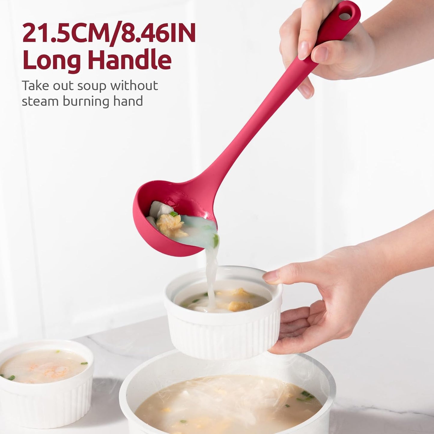 13 inch Silicone Soup Ladle: U-Taste 600ºF Heat Resistant 4 oz Large Non-Stick Seamless Rubber Kitchen Deep Serving Spoon with Non-Slip Solid Long Handle for Cooking Sauce/Stews/Gravies/Chili(Purple)