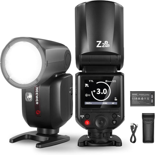 NEEWER Z2PRO-S 2.4G TTL Round Head Flash Speedlite Compatible with Sony, Wireless Compatible with Godox, 76Ws 1/8000s HSS, Upgraded UI, TTL/M TCM Switch, 7.2V/3000mAh Battery, 600 Full Power Flash