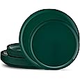 PLASTICPRO [30 Pack 10.7'' Christmass Green Plastic Party Plates Edge Collection Premium heavyweight Elegant Disposable Tableware Dishes