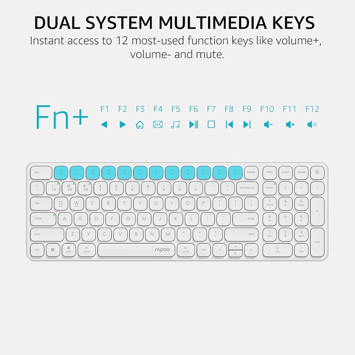 RAPOO Keyboard and Mouse Wireless - 9010M Multi-Device Wireless Keyboard Mouse Combo, 2.4GHz/Bluetooth 5.0/4.0 Wireless Keyboard Mouse Set for Windows/Mac/Linux/Chrome, Support 4 Devices, Silent Click