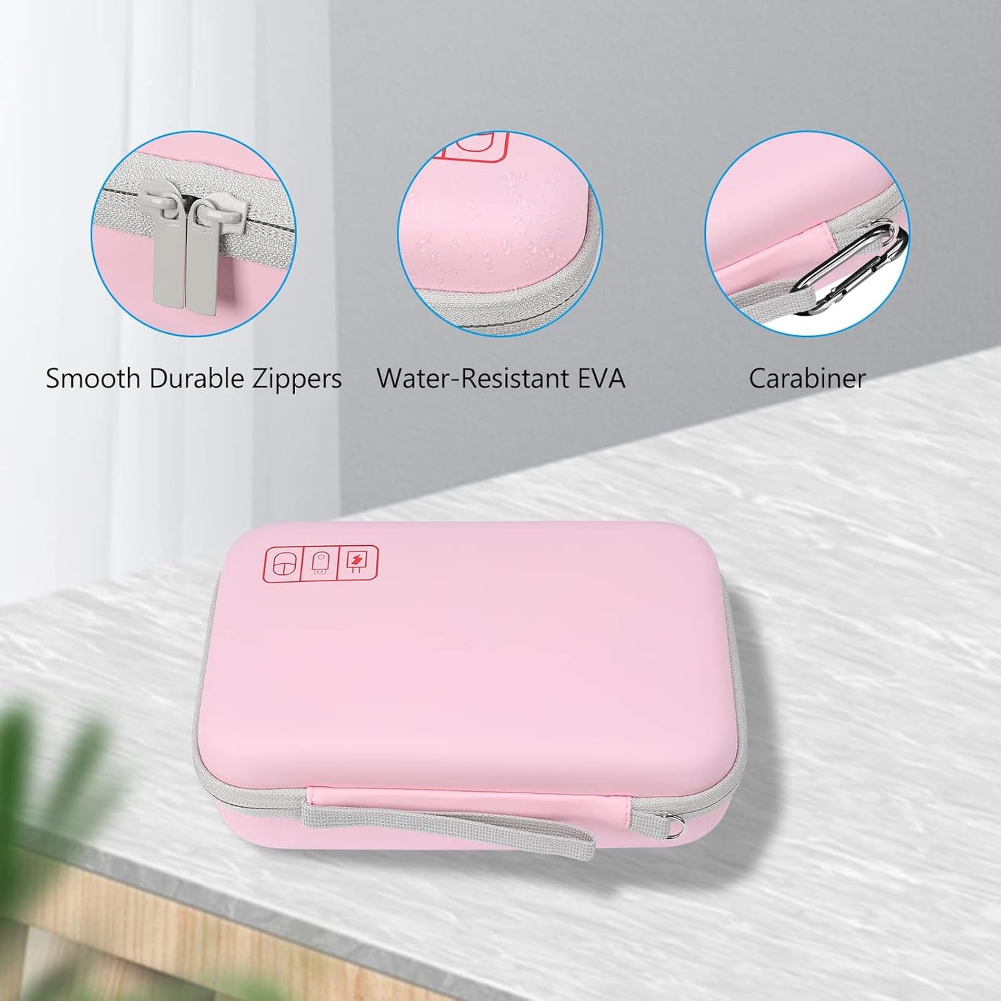 ProCase Hard Travel Electronic Organizer Case for MacBook Power Adapter Chargers Cables Power Bank Apple Magic Mouse Apple Pencil USB Flash Disk SD Card Small Portable Accessories Bag -L, Black