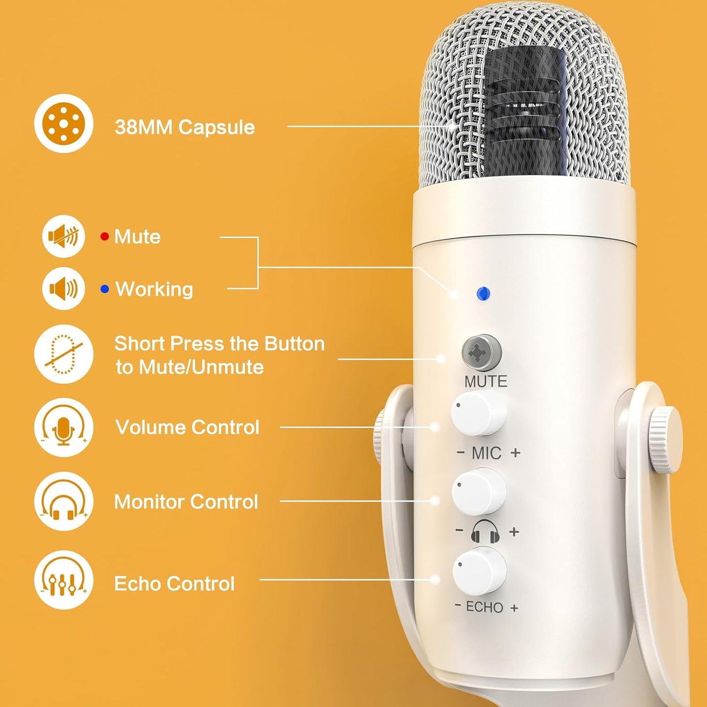 ZealSound USB Microphone,Condenser Phone Computer PC Mic kit,Plug&Play Gaming Microphones for PS 4&5.Mic Gain&Volume Control,Echo &Mute Button for Vocal,Record,Streaming,Discord YouTube Podcast on Mac