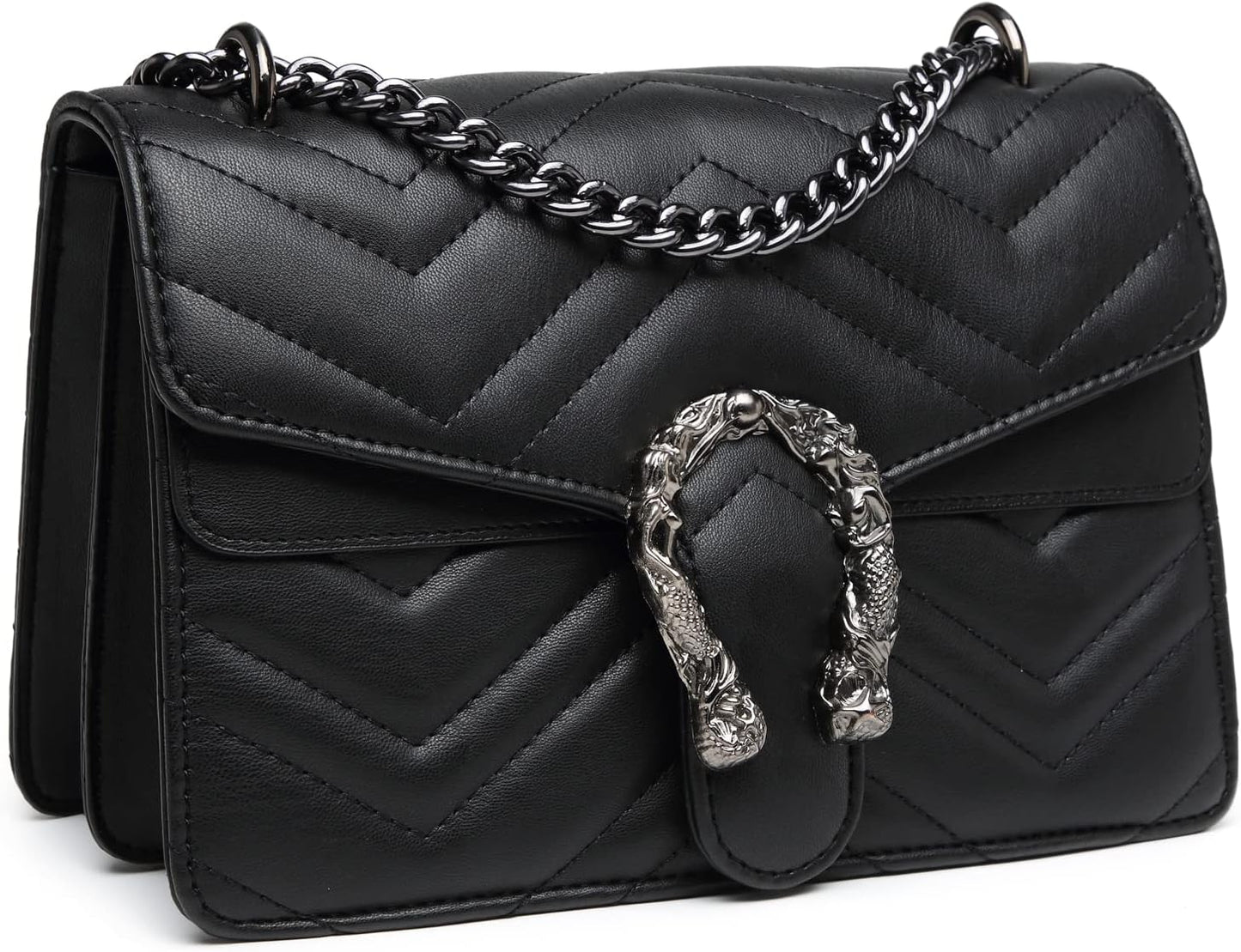 MYHOZEE Crossbody Bags for Women - Snake Printed Clutch Purses Leather Chain Shoulder Bags Evening Handbags