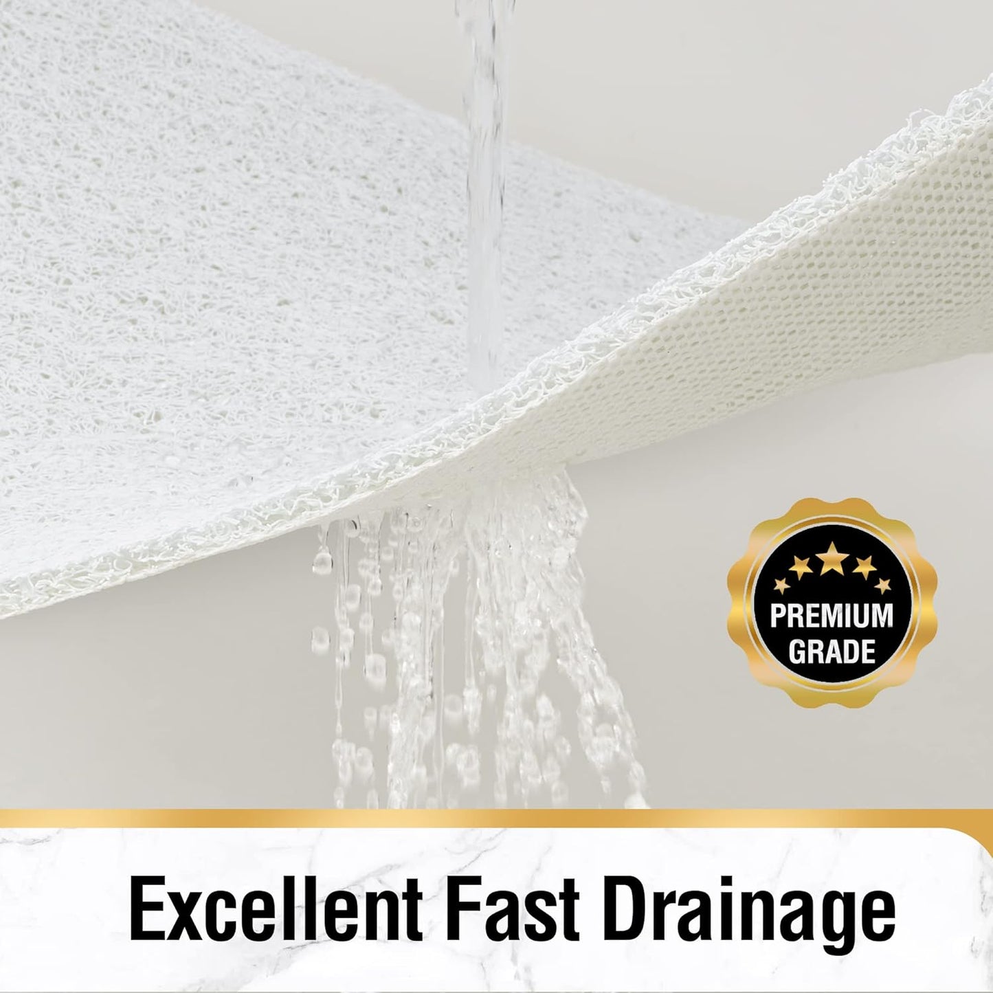 HITSLAM Shower Mat Non Slip, 24 x 16 Inch Bathtub Mat Non Slip with Drain, Soft PVC Loofah Bath Mat for Tub, Quick Drying Bathroom Shower Mat, Grey