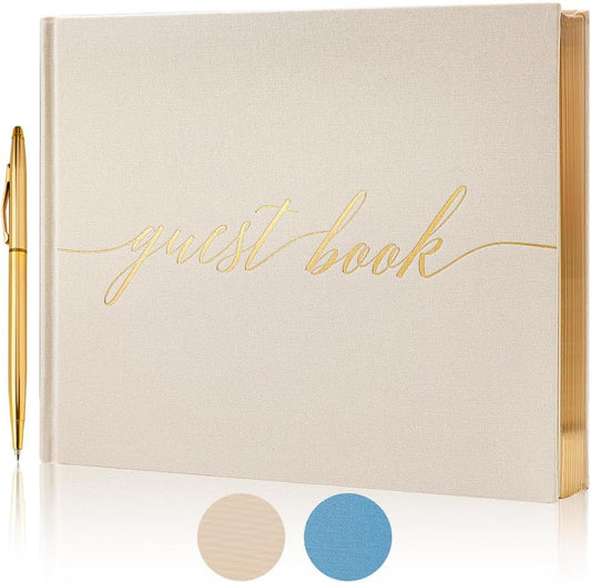 Wedding Guest Book,10 * 8in Guest Book for Wedding Receptions, Baby Shower, Funeral, Birthdays, and Celebration Events, 100Pages Polaroid Guest Book Wedding Decorations 2 Stickers and a Pen - PuriLite