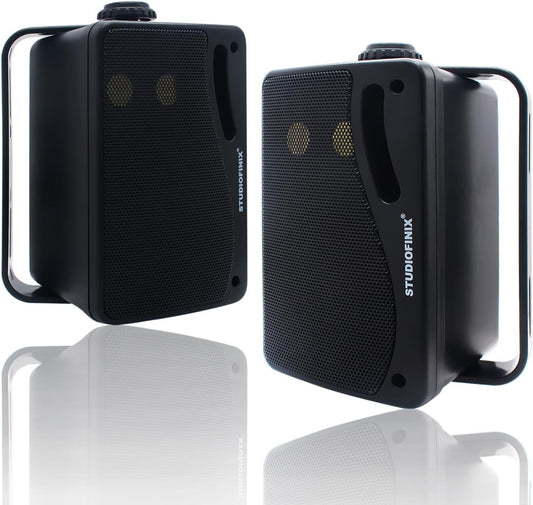 STUDIOFINIX Outdoor Bluetooth Speakers -3.5 Inch Pair 3-Way 200W,Wall Mount Waterproof Marine Speakers,Heavy Duty Grill, Suitable for Home, Boat, Patio, Indoor Outdoor Use (Black)