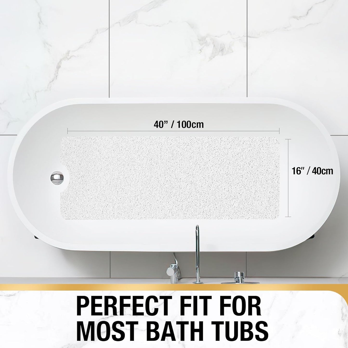 HITSLAM Shower Mat Non Slip, 24 x 16 Inch Bathtub Mat Non Slip with Drain, Soft PVC Loofah Bath Mat for Tub, Quick Drying Bathroom Shower Mat, Grey