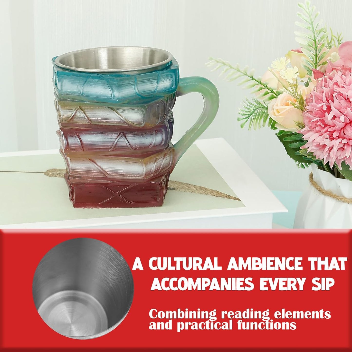 Purilite Select Hand-Painted Glass Book Mug