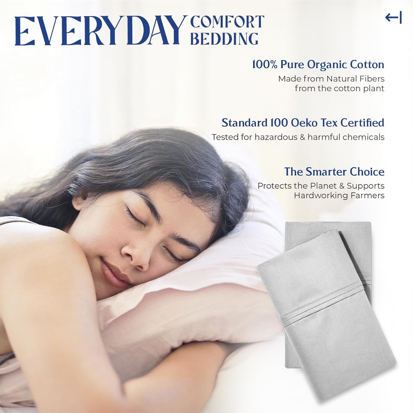 Mayfair Linen 100% Organic Cotton Percale Sheets Full Size - White Cotton Percale Sheets Full, 4 Piece Full Percale Sheet Sets, Soft & Crisp, Cooling Sheets, 16" Deep Pocket Hotel Sheets Full Size