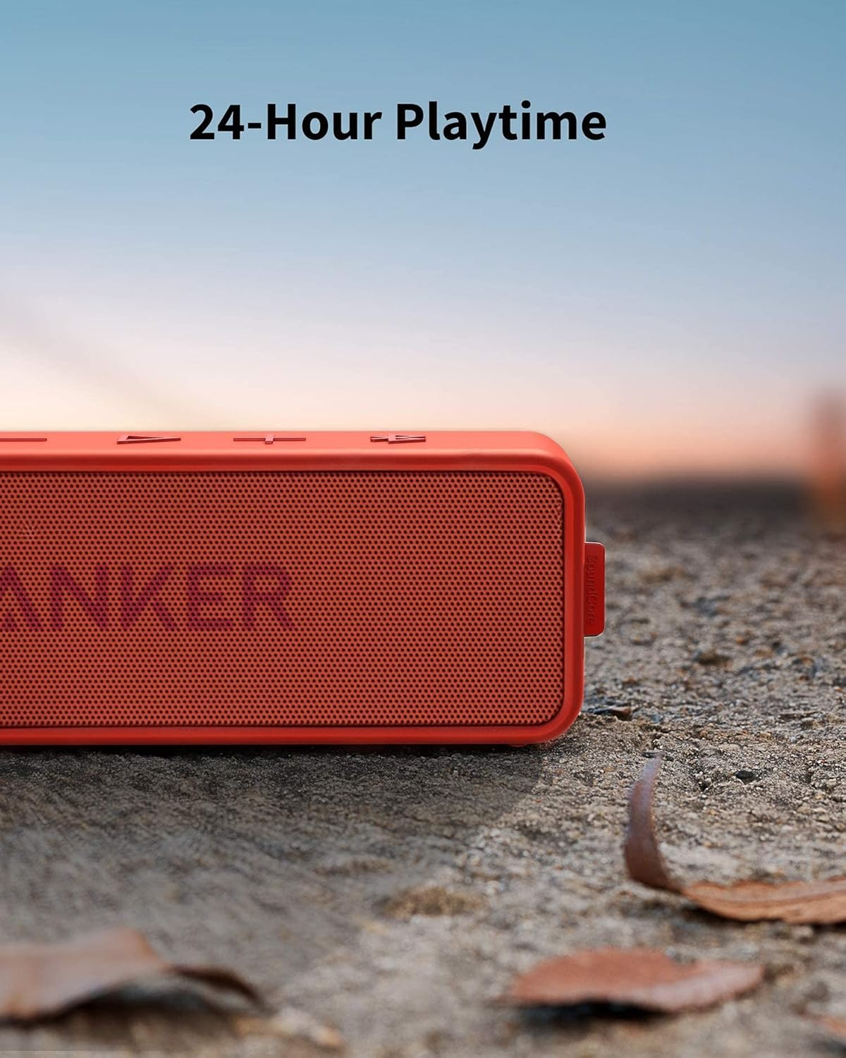 Anker SoundCore 2 Portable Bluetooth Speaker with Better Bass, 24-Hour Playtime, 66ft Bluetooth Range, IPX7 Water Resistance & Built-in Mic, Dual-Driver Wireless Speaker (Red)