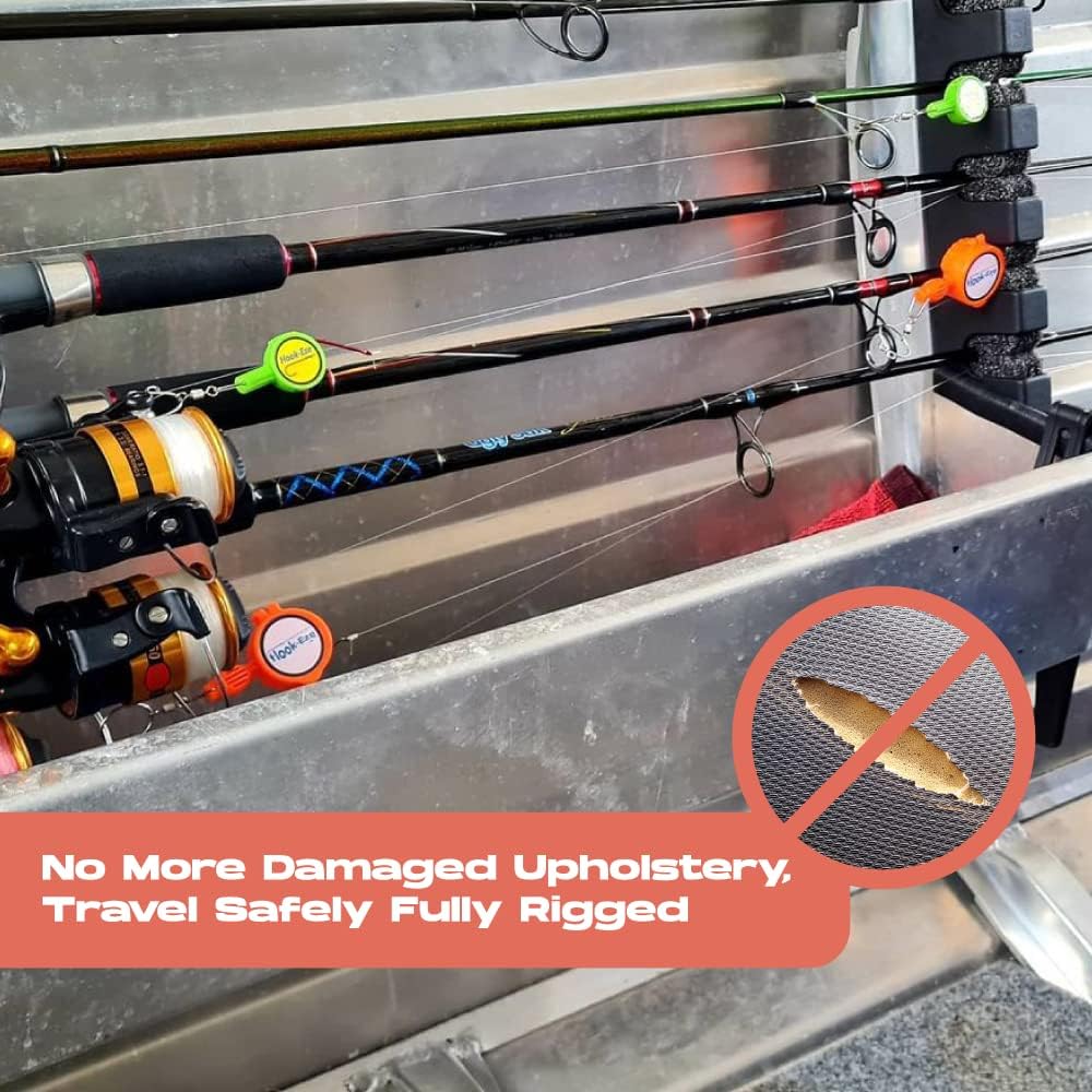 Hook-Eze Fishing Gear Knot Tying Tool | Line Cutter |Cover Hooks on Fishing Pole Travel Safely Fully Rigged for Saltwater Bass Ice Fishing