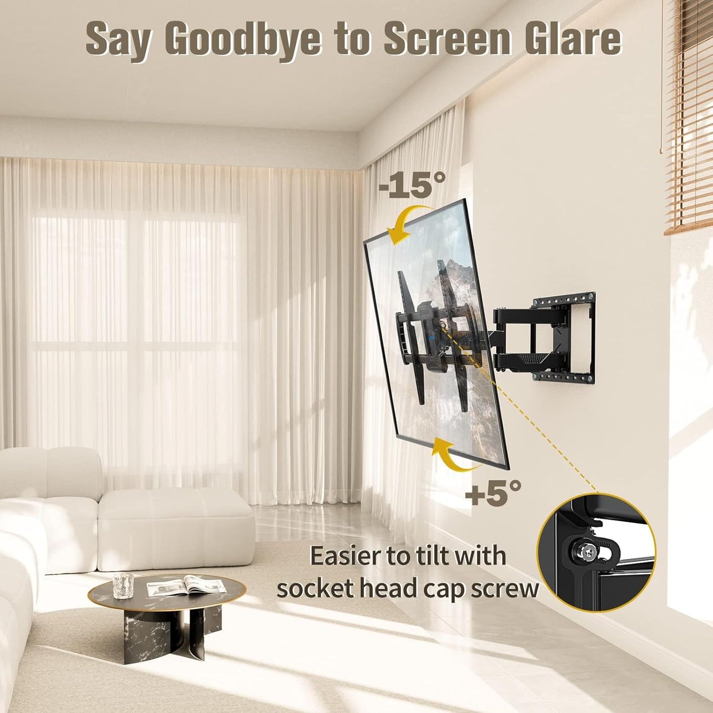 Mounting Dream TV Mount Bracket for Most 42-82 Inch Flat Screen TVs, Full Motion TV Wall Mounts with Swivel Articulating Dual Arms, Max VESA 600x400mm, 100 LBS Loading, Fits 16" Wood Studs, MD2296