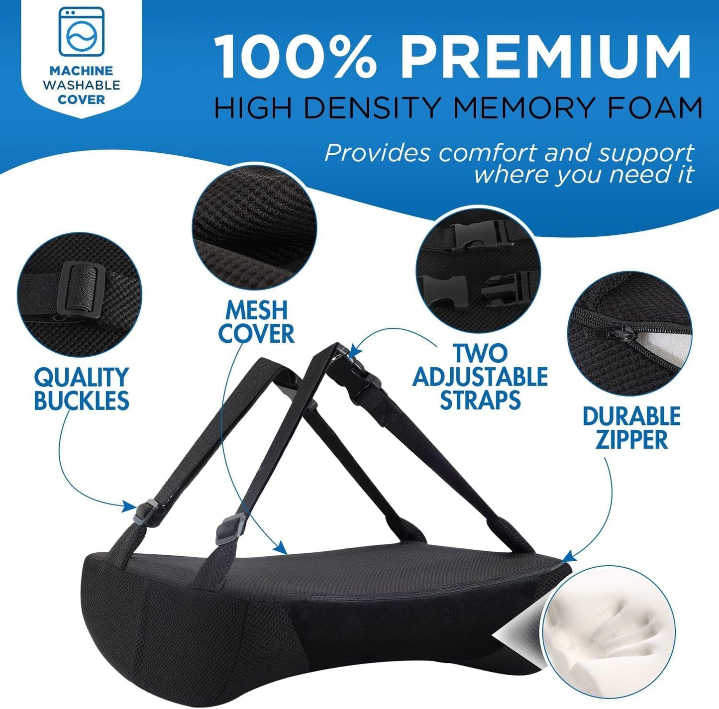 Gel Lumbar Support for Office Chair Back Support for Lower Back Pain Relief Cooling Chair Back Support Cushion Improves Posture Back Rest Memory Foam Back Support Pillow for Gaming Chair, Driving Seat