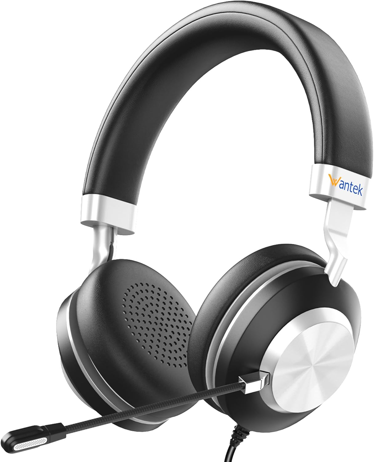 Wantek USB Headset with Microphone for PC, On-Ear Headphones - Computer Laptop Wired Headset with Mic Noise Cancellation & Volume Control for Work Home Office Online Classroom Zoom Skype