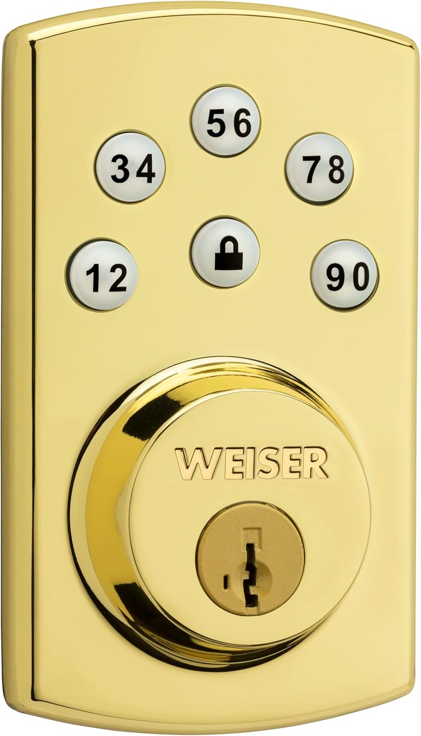 Weiser Powerbolt 3 Matte Black Keyless Entry Door Lock/Deadbolt Lock, 10-Button Keypad Door Lock with Auto Lock and 12-Month Battery Life, Electronic Door Locks for Front Door, Home Décor
