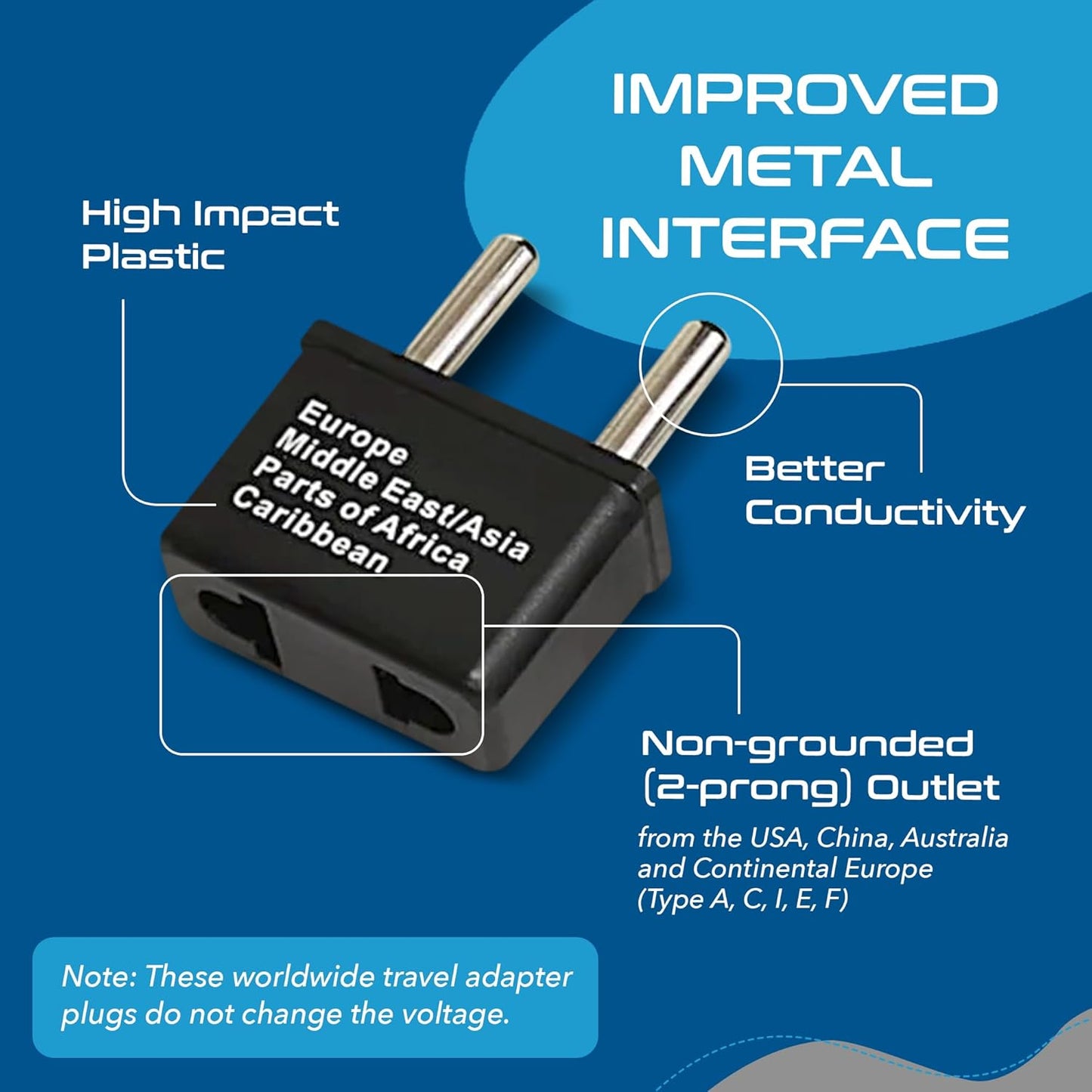 Ceptics Universal Travel Adapter kit, Dual USB (QC 3.0) + 2 US outlets + USB-C Cable, Use with Chargers, Cell Phones, Laptops, 6 Plug attachments for Worldwide use (Does Not Convert Voltage) (WPS-2B)