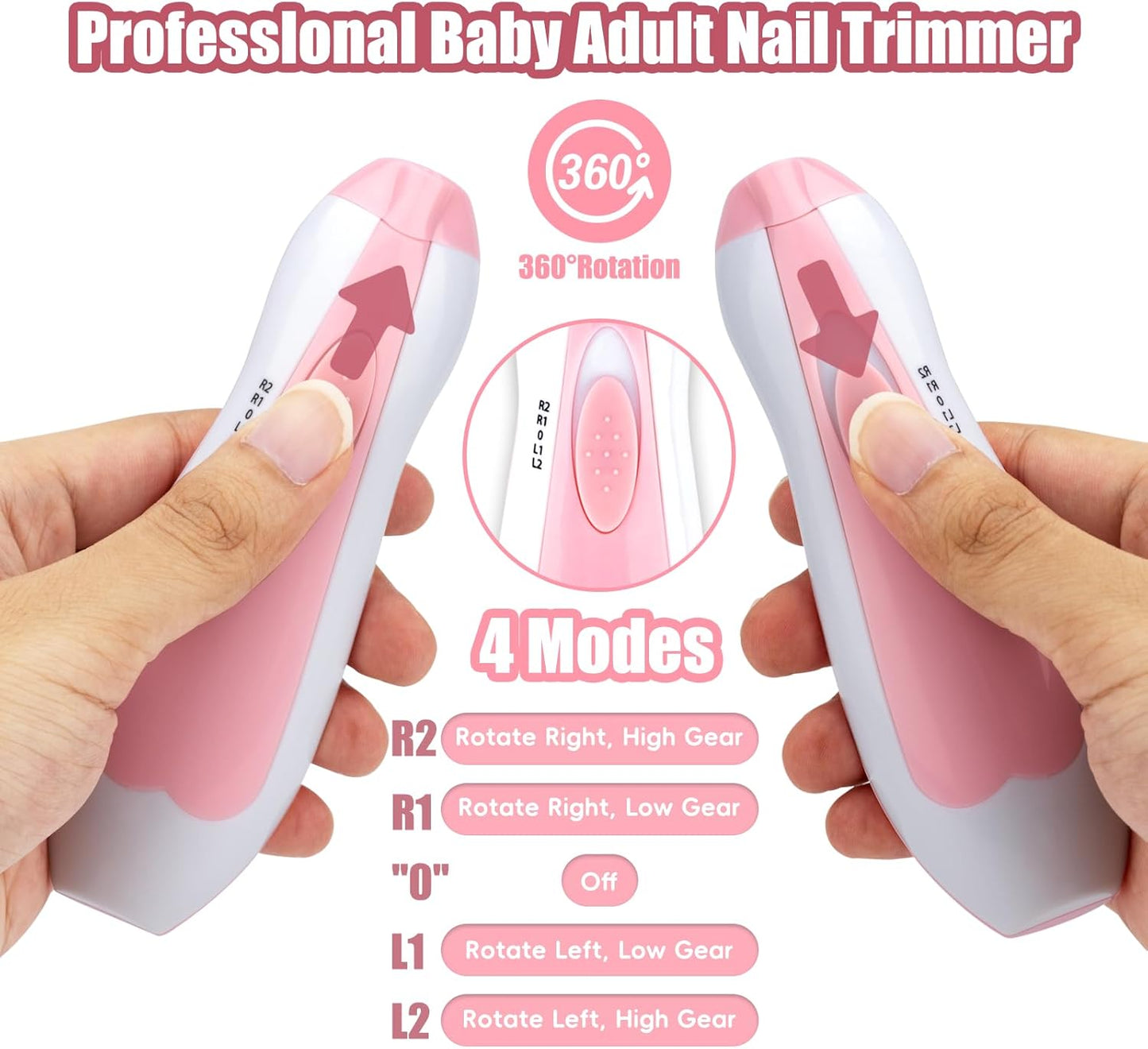 Qunlions life Electric Nail File Drill for Baby, No Sharp Claws Hurt, 6 in 1 Safety Cutter Trimmer Clipper for Toes and Fingers (Blue)