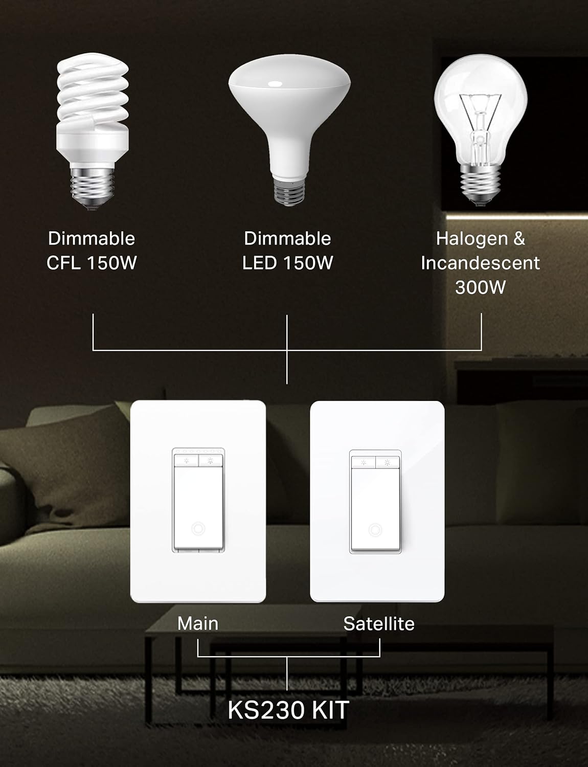 Kasa Smart 3-Way Light Switch Kit by TP-Link (HS210 KIT) - Neutral Wire and 2.4GHz Wi-Fi Connection Required, Works with Alexa and Google Home, No Hub Required, UL Certified, White,2 Count (Pack of 1)