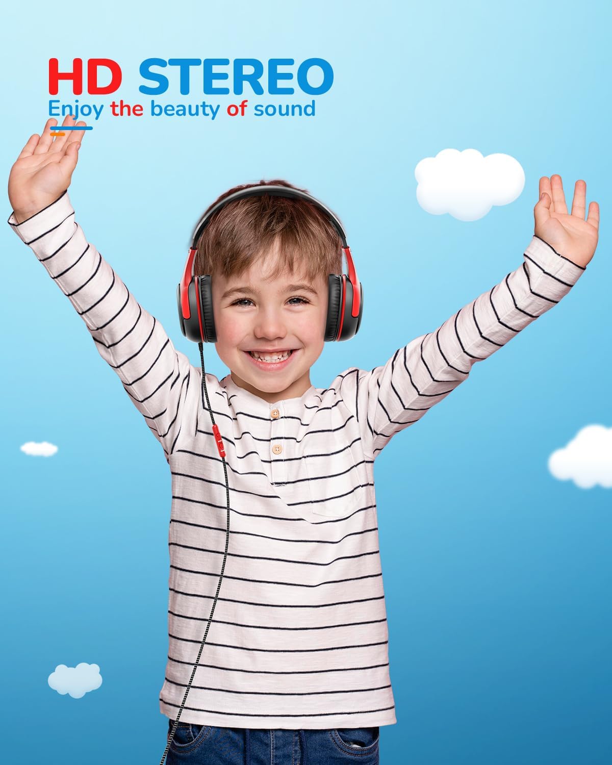 awatrue Kids Headphones with Microphone, Wired Headphones for Kids 85/94dB Safe Volume Limit, Over Ear Headsets, Boys Girls Childrens Headphones for School/Travel/Fire Tablet/BlueOrange