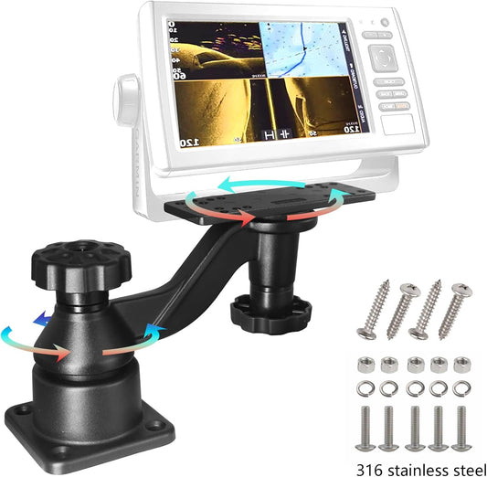 OUBULU Fish Finder Mount with Heavy Duty Swing Arm for Fishfinders & Chartplotters Marine Electronic with 5" to 12" Screens, Compatible with Garmin Lowrance and More - PuriLite