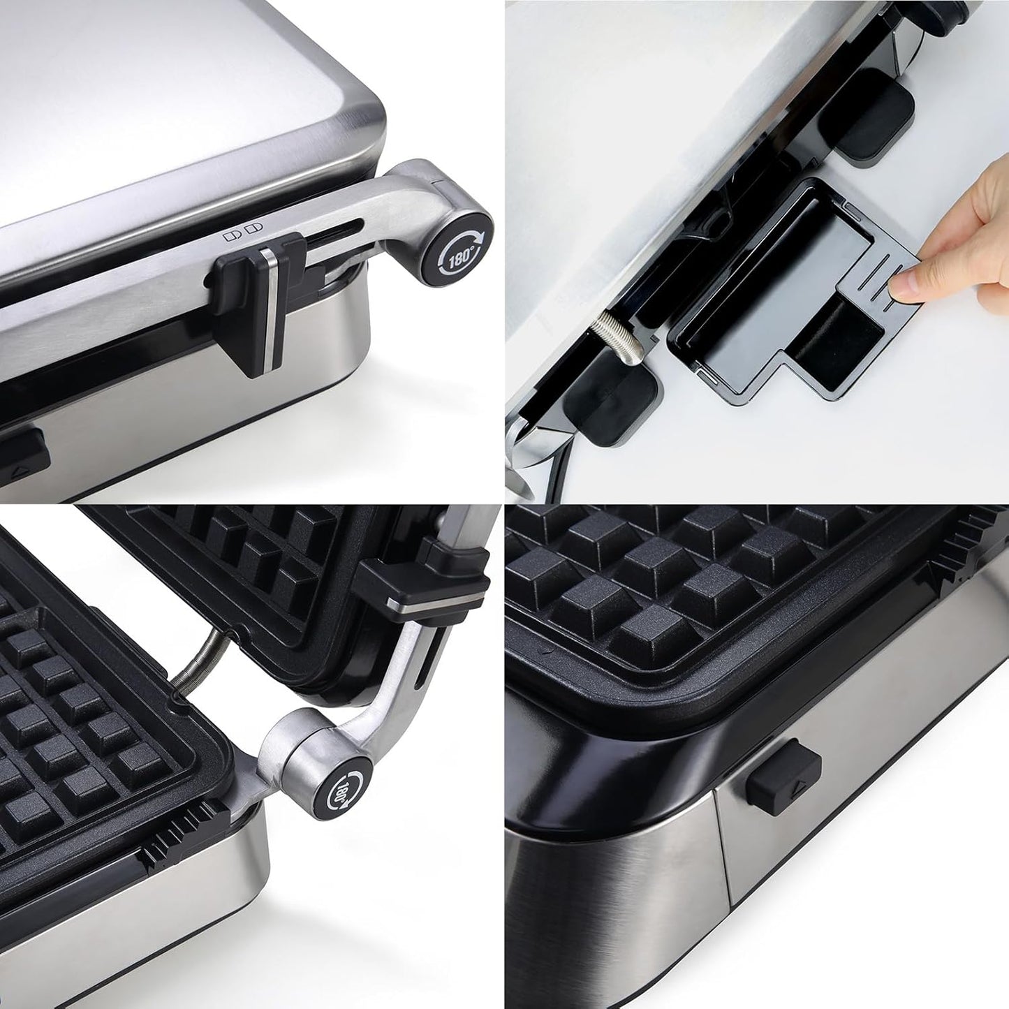 Panini Grill Press Sandwich Maker | Commercial Smokeless Indoor Grill, 1600W, 180° Open, Removable Plates, Stainless Steel, Ideal Kitchen Gift for Steak, Hamburger, Waffle