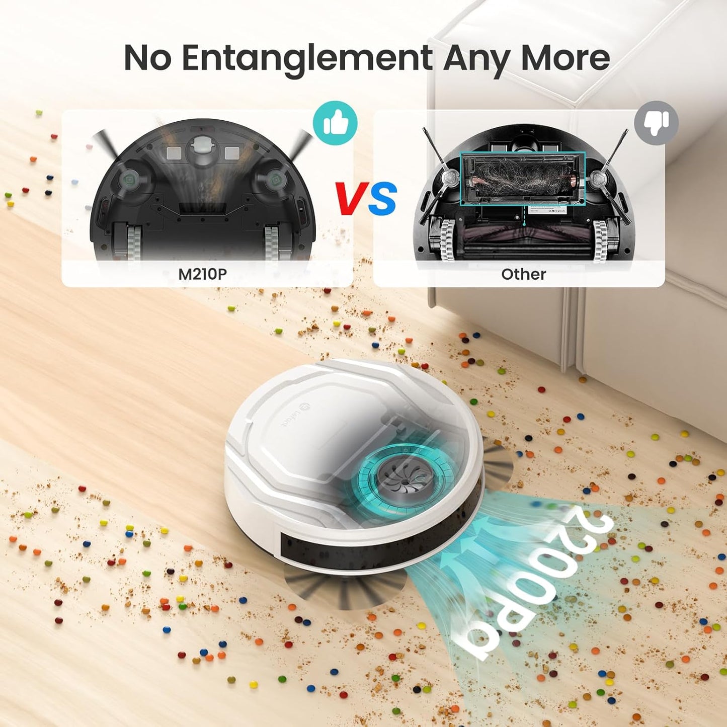 Lefant Robot Vacuum Cleaner, 6 Cleaning Modes, Wi-Fi Connected, SmartSense Technology, Multi-Surface Cleaning, Self-Charging Robotic Vacuum, Alexa, Ideal for Pet Hair and Hard Floor(M210 Pro)